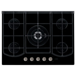 AEG HG795440NB Designer Gas Hob, Black Glass